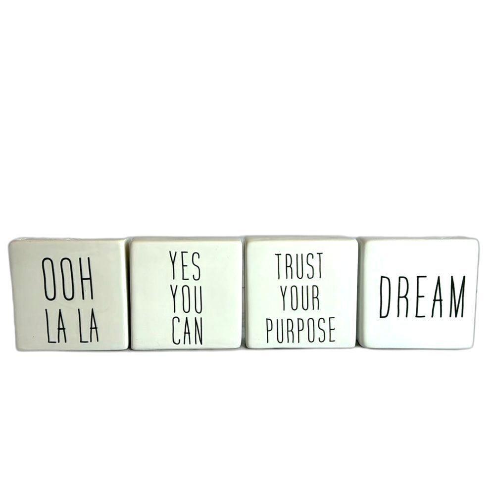 rae dunn inspired Ceramic sayings mini block decor paperweight dream yes you can